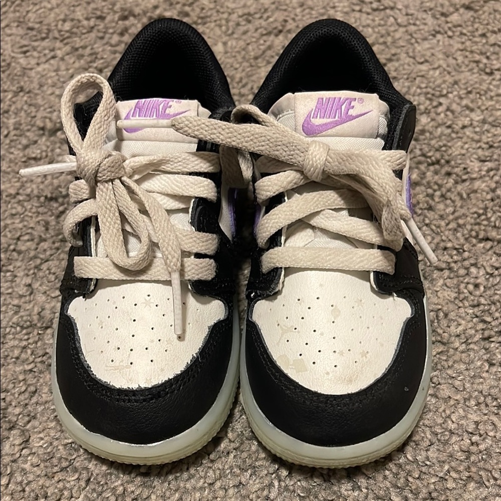 Nike Kids Black White and Purple Sneakers